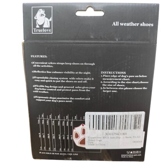 TrueLove All Weather Dog Shoes Black Set of 5 - NIB - Picture 4 of 6